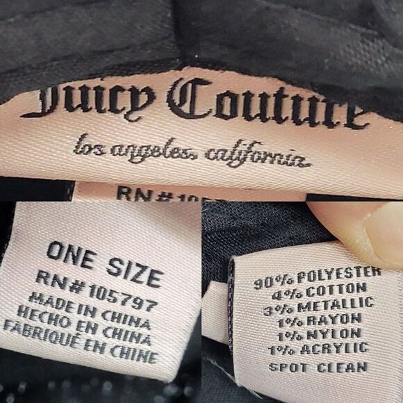Juicy Couture Newsboy Cabbie Hat‎ Faux Leather Brim Blue Black Metallic Tweed main image 13